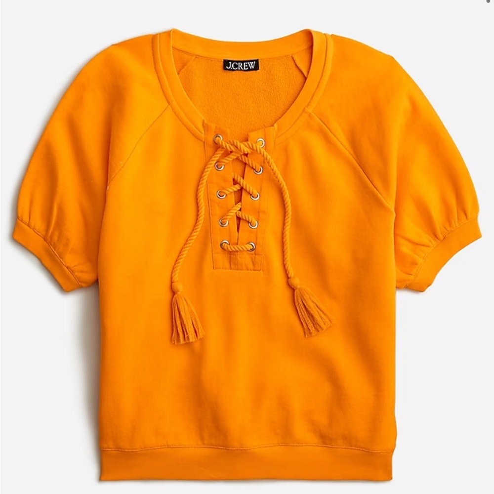 J. Crew University terry short-sleeve lace-up shirt Size Small NWT